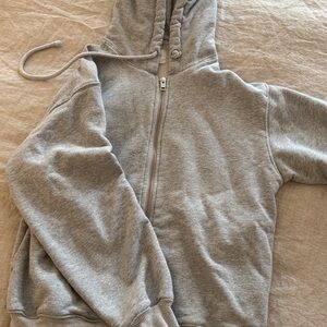 Aritzia Wilfred Free Heather Grey Terry Fleece Zip Up Hoodie Size 1